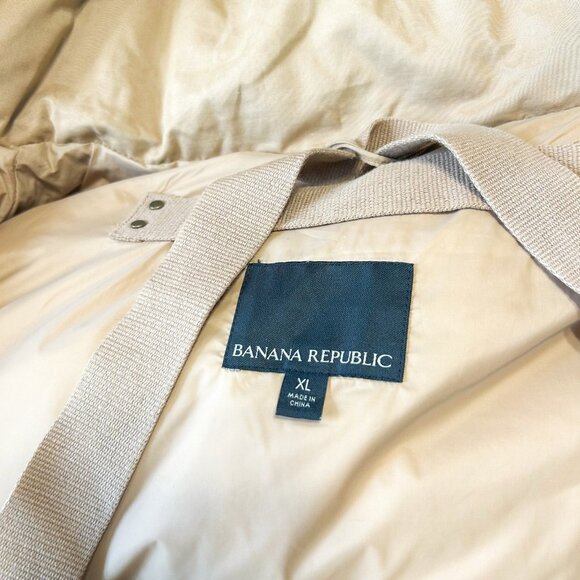 Banana Republic Alps Oversized Camel Hooded Puffer Jacket XL Down-Fill Coat - Picture 8 of 11